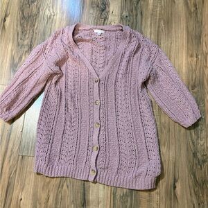 LC Lauren Conrad Mauve Cardigan Sweater